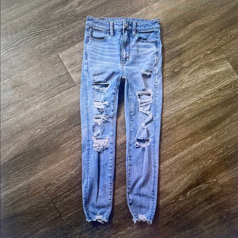 Distressed Blue Jeans